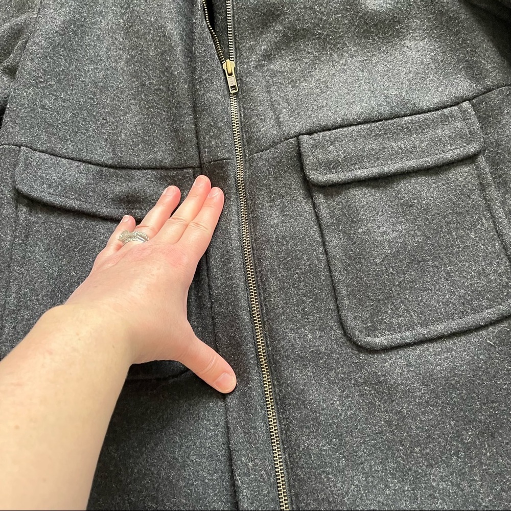 J. CREW WOOL BLEND LONG LINE JACKET Size Small Charcoal Gray Minimalist Chic - Picture 3 of 11